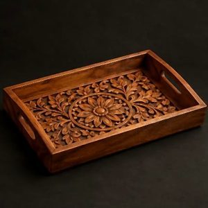 Hand-Carved Wooden Serving Tray