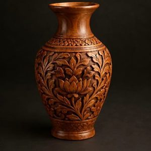 Tall Carved Wooden Vase